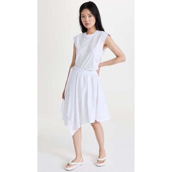 Derek Lam 10 Crosby Corey Mixed Media Belted Midi Dress White Womens Size Small - Picture 1 of 11